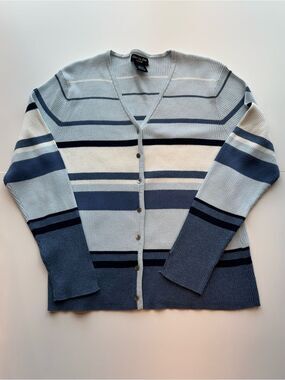 Vintage 90’s End on End Woman’s 100% Cotton Striped Button Cardigan